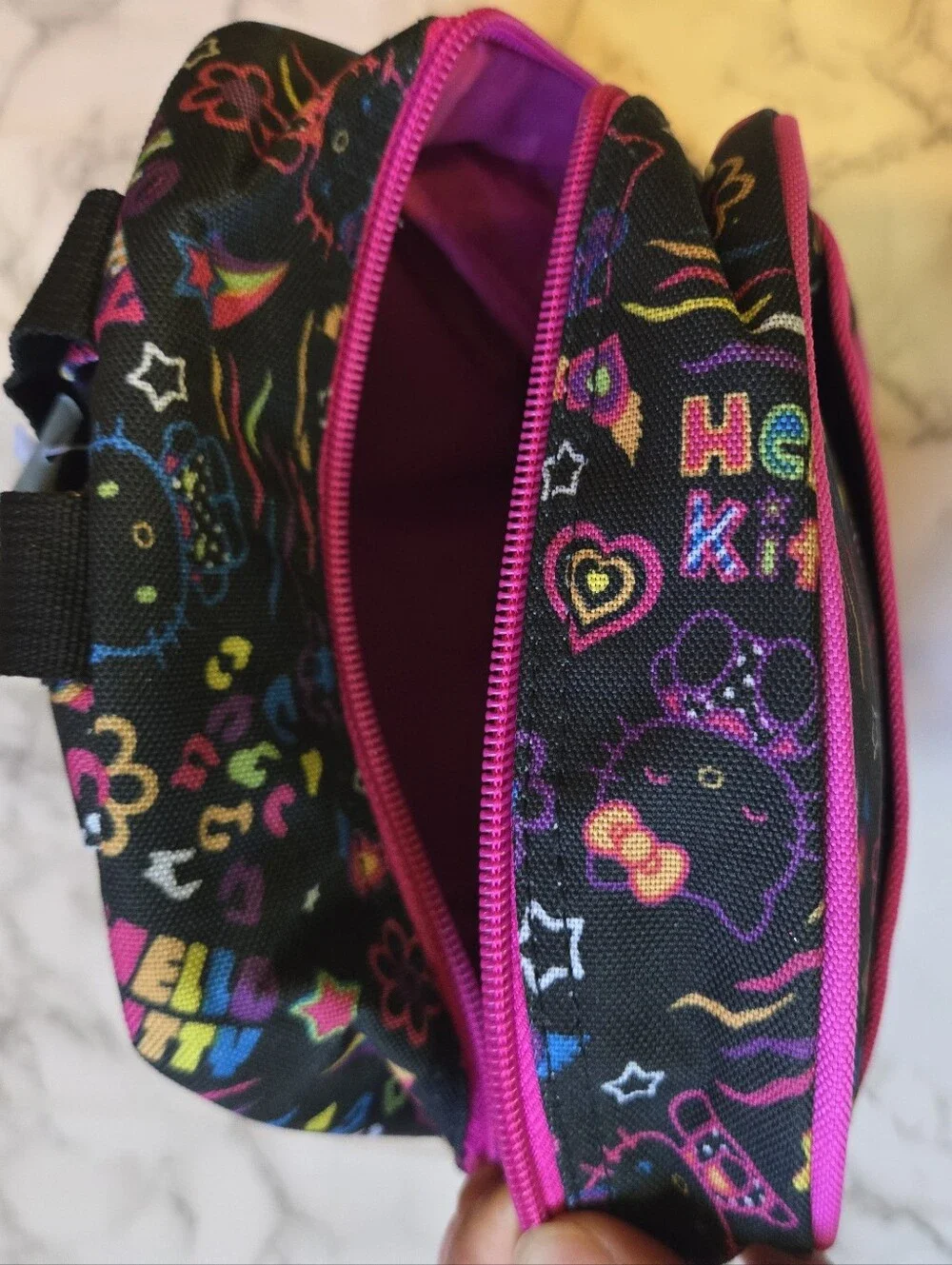 NWT Hello Kitty Girls Kids Black & Pink Colorful Mini Backpack